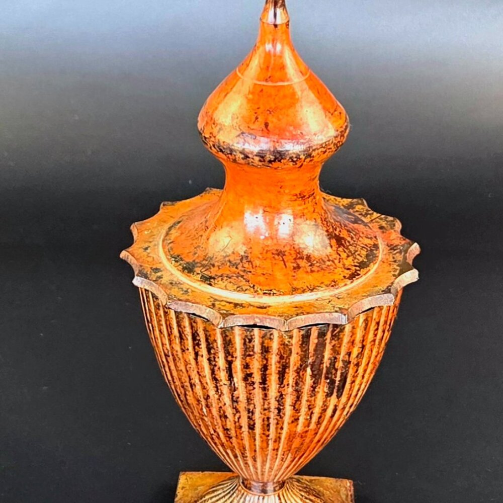 Vintage Hosley Brass/Metal Urn with Lid – Burnt Orange